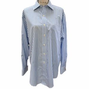 Brooks Brothers Blue Check No-iron Button Down Shirt 16.5 Neck-34